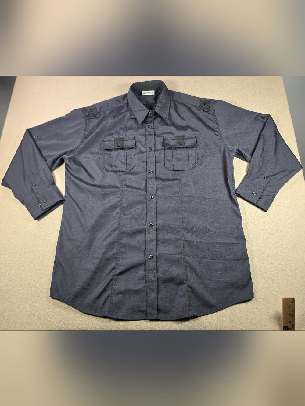Urbanografy Men's 3XLT Gray Tactical Utility Button Front Ripstop Shirt